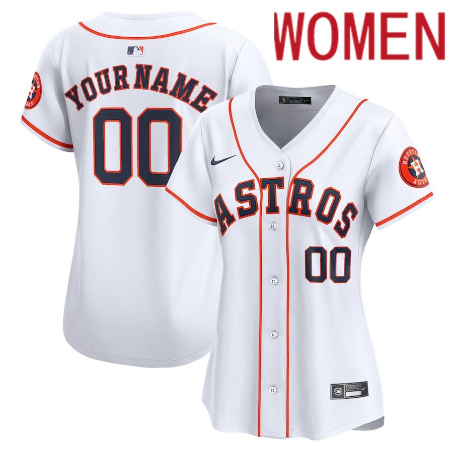 Women Houston Astros Nike White Home Limited Custom MLB Jersey